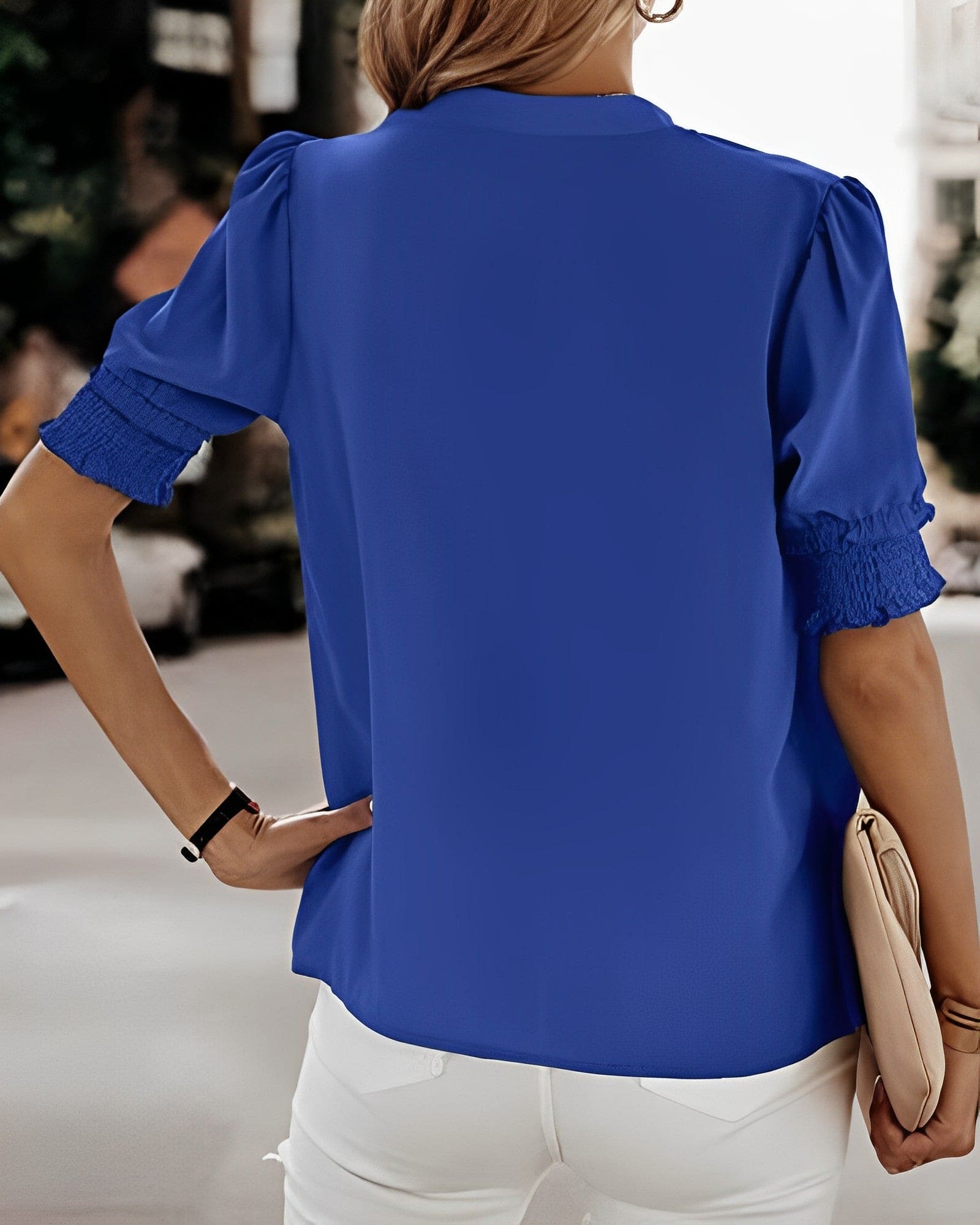 Bluzka z Krótkimi Rękawami i Dekoltem w Serek